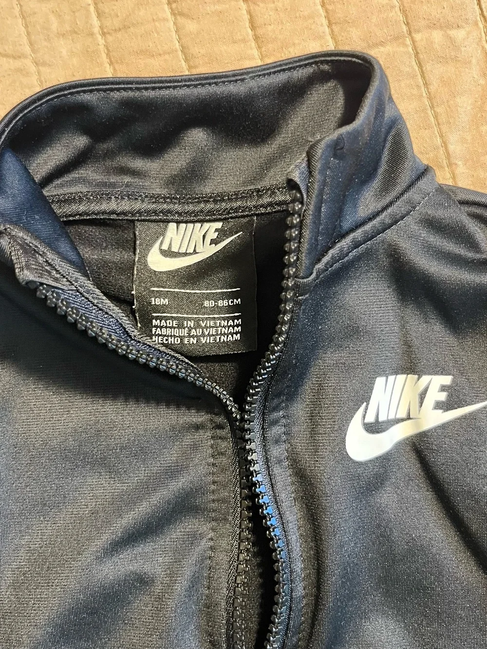 Nike Kids Black Full-Zip Athletic Hoodie with White Logo